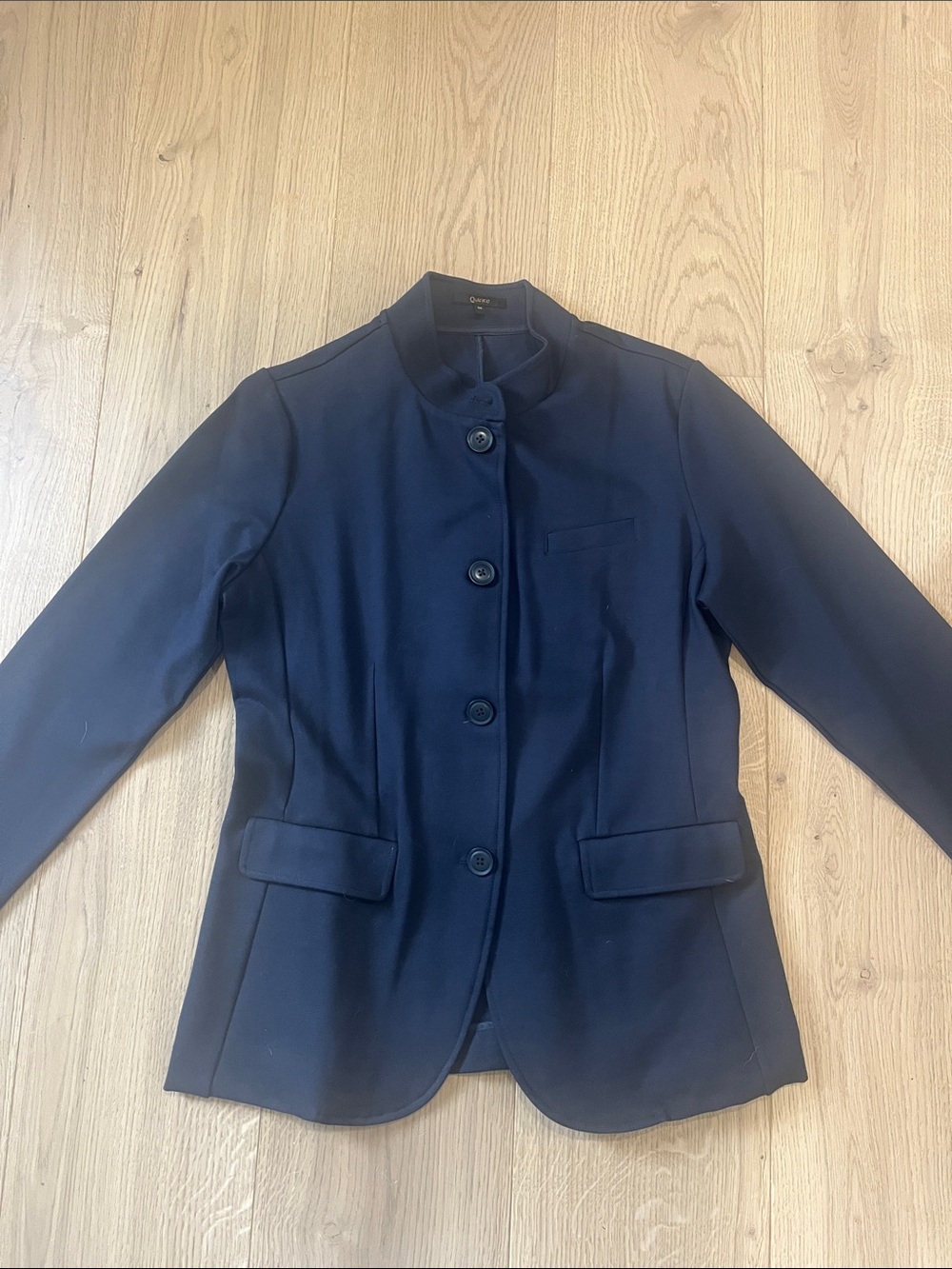 Quince Navy Stand-Collar Single-Breasted Blazer